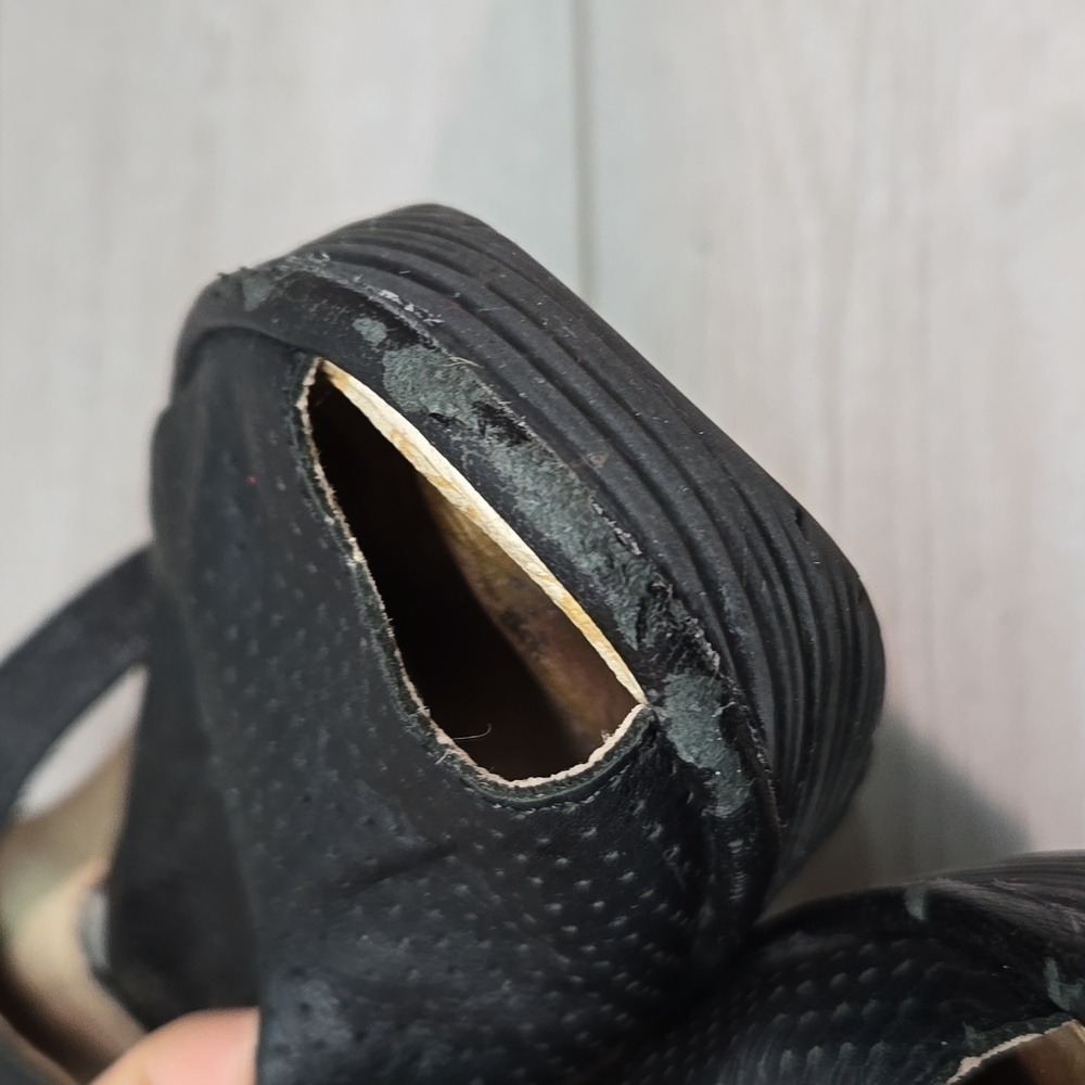Fly London Black Perforated Peep-Toe Wedge Sandals - Picture 5 of 16